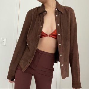 Vintage brown suede button down shirt